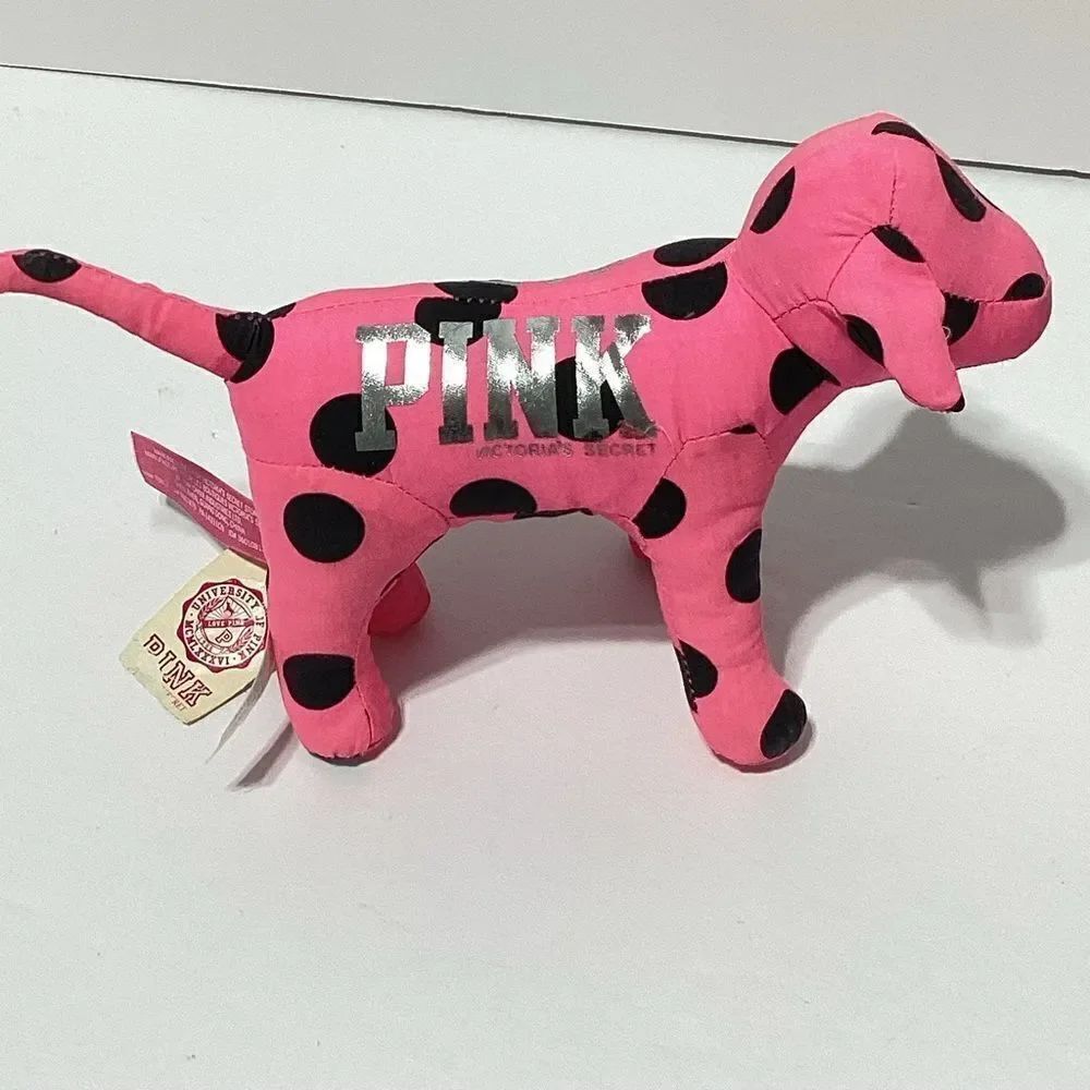 Pink Victorias Secret Stuffed Dog Pink With Black Spots Happy The Dog Stuffy